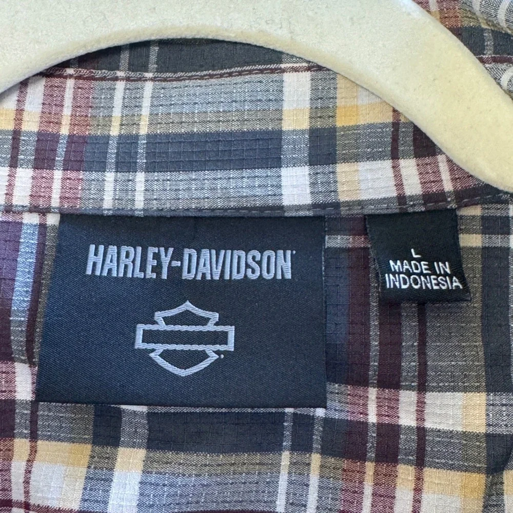 Harley Davidson Men's Plaid Button Down Shirt Embroidered Logo 96620-23VM Large